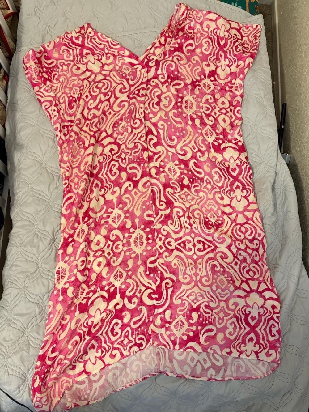 Made In Italy Pink Abstract Tunic Dress Silk Blend Resort Coverup Boho‎